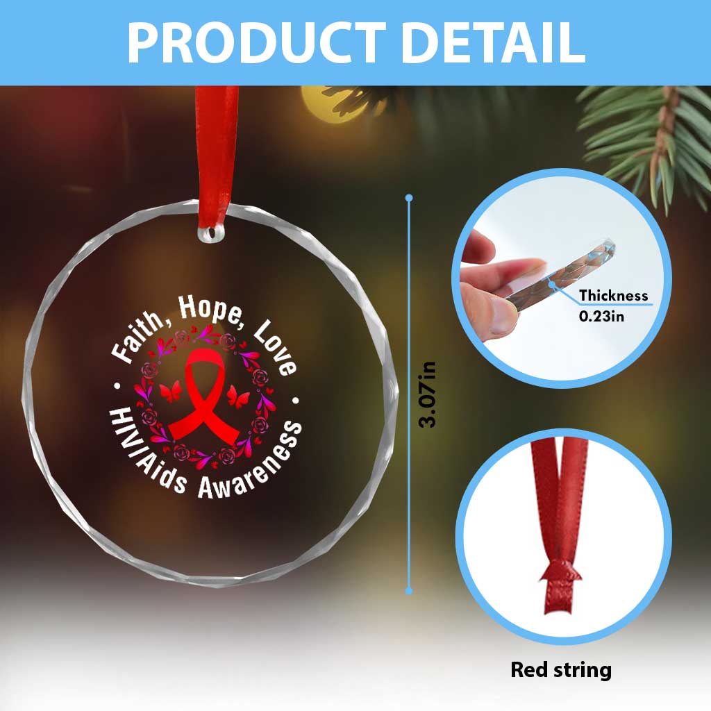 HIV Awareness Empowerment Gift Crystal Glass Ornament Faith Hope Love TS12 Print Your Wear