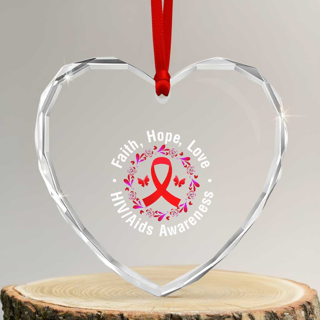 HIV Awareness Empowerment Gift Heart Crystal Glass Ornament Faith Hope Love TS12 Transparent Glass 3'' Heart Print Your Wear