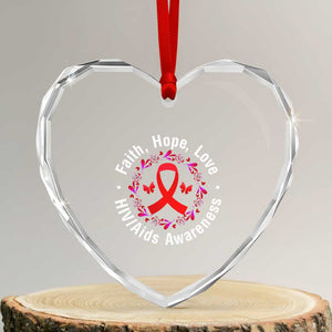 HIV Awareness Empowerment Gift Heart Crystal Glass Ornament Faith Hope Love TS12 Transparent Glass 3'' Heart Print Your Wear