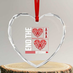 HIV Awareness End The Stigma Heart Crystal Glass Ornament World AIDS Day Gift TS12 Transparent Glass 3'' Heart Print Your Wear