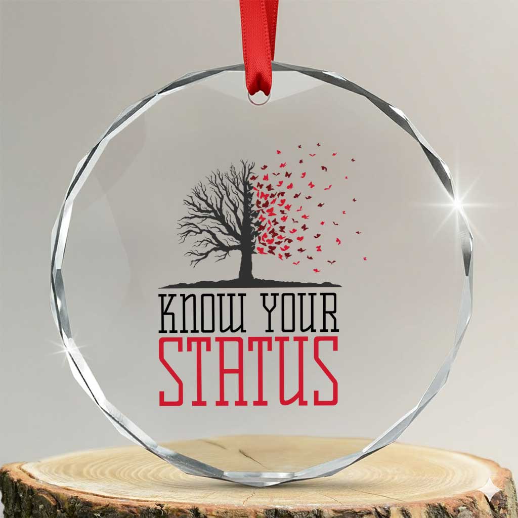 HIV Awareness Month Crystal Glass Ornament Know Your Status Prevention Support Gift TS12 Transparent Glass 3'' Circle Print Your Wear