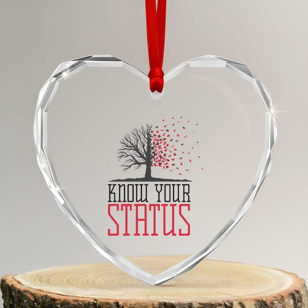HIV Awareness Month Heart Crystal Glass Ornament Know Your Status Prevention Support Gift TS12 Transparent Glass 3'' Heart Print Your Wear