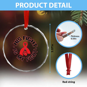 HIV Warrior His Fight Is My Fight Crystal Glass Ornament Red Ribbon Boxing Gift TS12 Print Your Wear