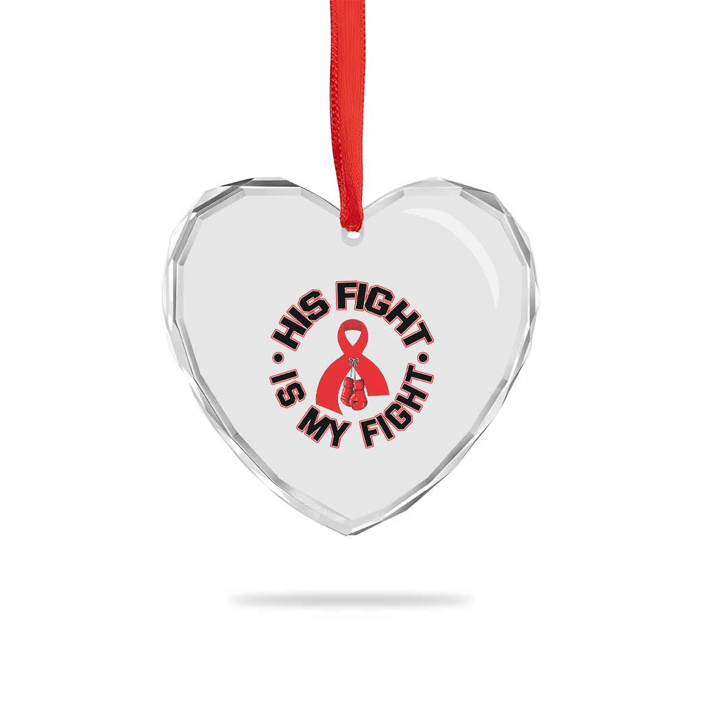 HIV Warrior His Fight Is My Fight Heart Crystal Glass Ornament Red Ribbon Boxing Gift TS12 Print Your Wear