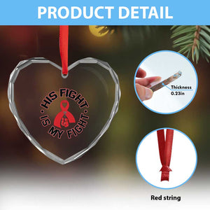 HIV Warrior His Fight Is My Fight Heart Crystal Glass Ornament Red Ribbon Boxing Gift TS12 Print Your Wear