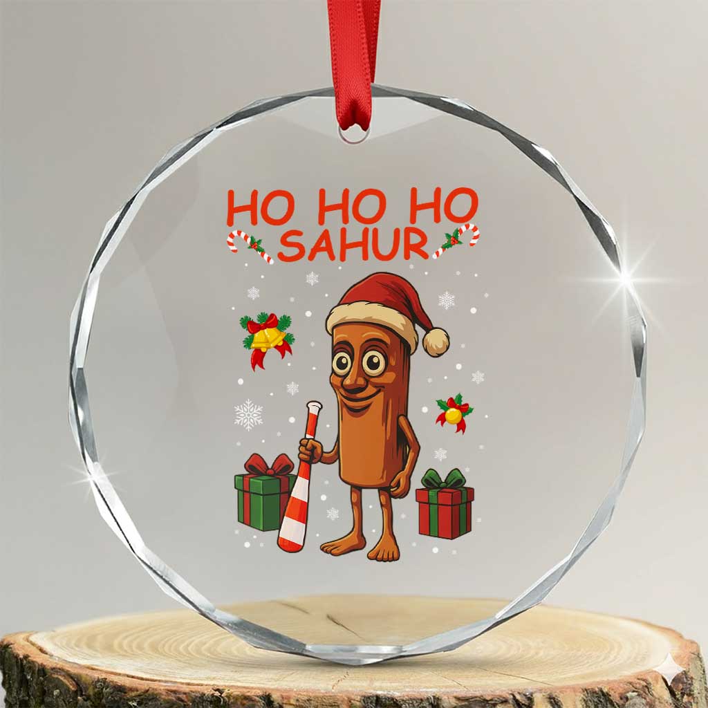 Ho Ho Ho Sahur Italian Brainrot Meme Crystal Glass Ornament Funny Gen Z Alpha Christmas Gift TS12 Transparent Glass 3'' Circle Print Your Wear