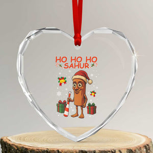 Ho Ho Ho Sahur Italian Brainrot Meme Heart Crystal Glass Ornament Funny Gen Z Alpha Christmas Gift TS12 Transparent Glass 3'' Heart Print Your Wear