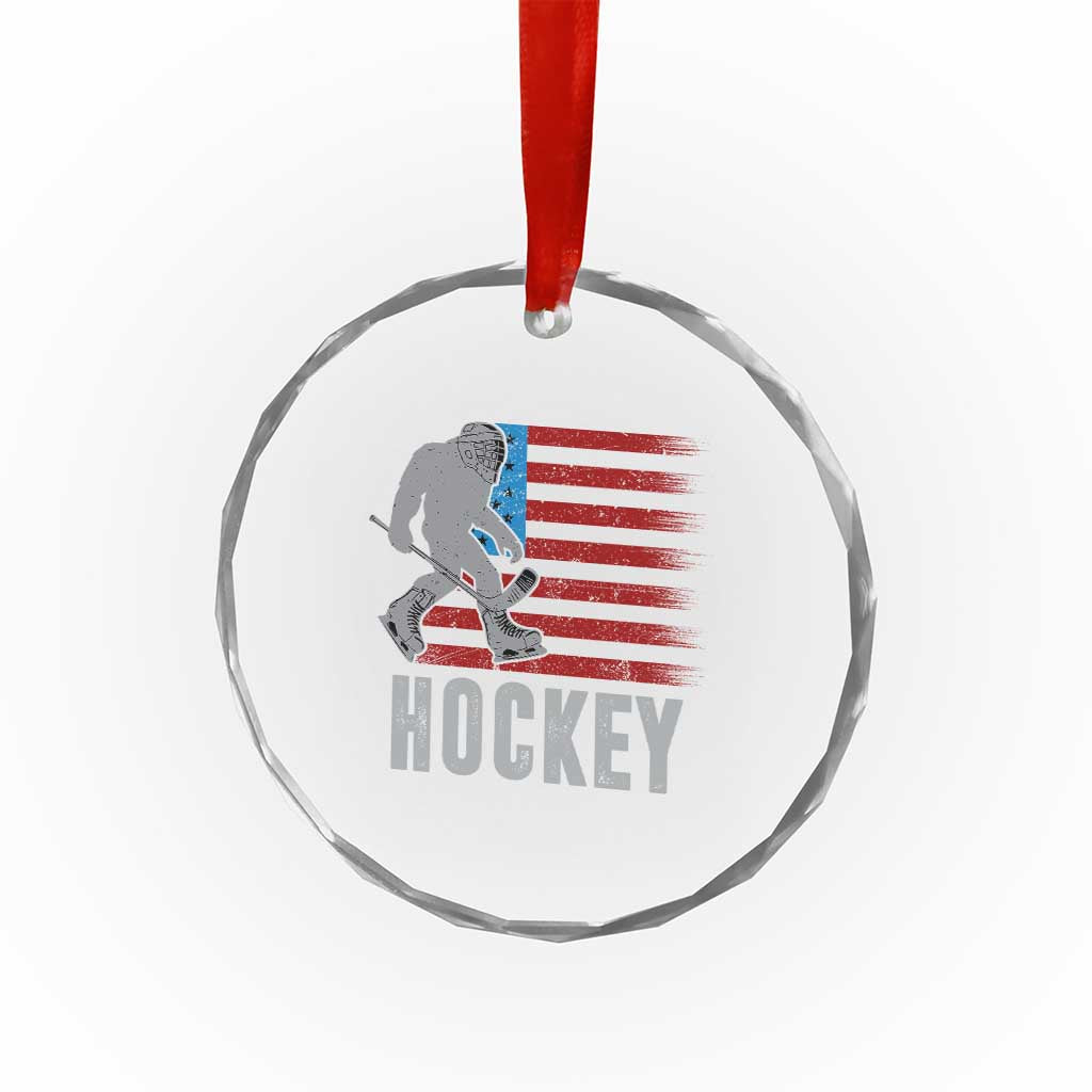 Hockey Bigfoot USA Flag Crystal Glass Ornament Vintage Patriotic Ice Hockey Player TS10 Print Your Wear