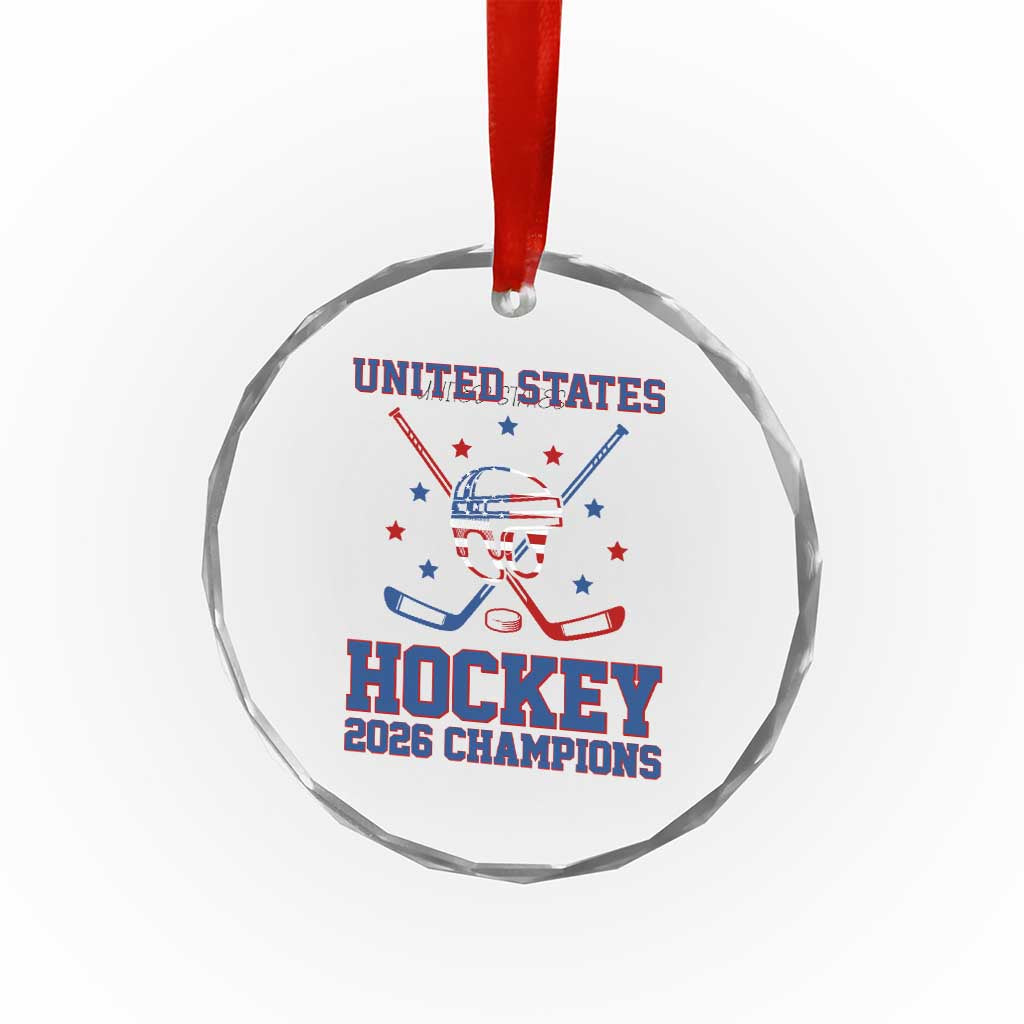 Hockey Champions 2026 Crystal Glass Ornament Patriotic Ice Hockey Fan TS14 Print Your Wear