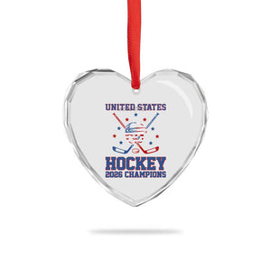 Hockey Champions 2026 Heart Crystal Glass Ornament Patriotic Ice Hockey Fan TS14 Print Your Wear