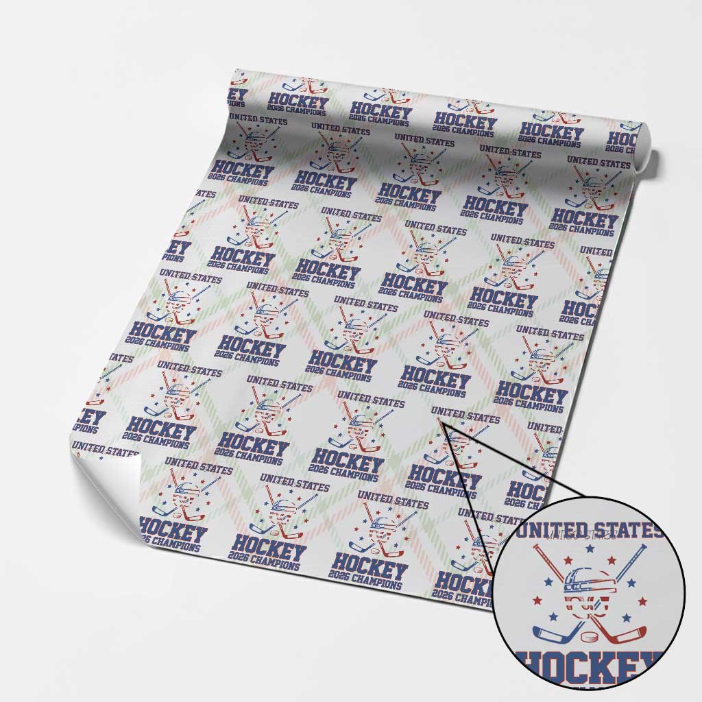 Hockey Champions 2026 Wrapping Paper Roll Patriotic Ice Hockey Fan TS14 Christmas Plaid Print Your Wear