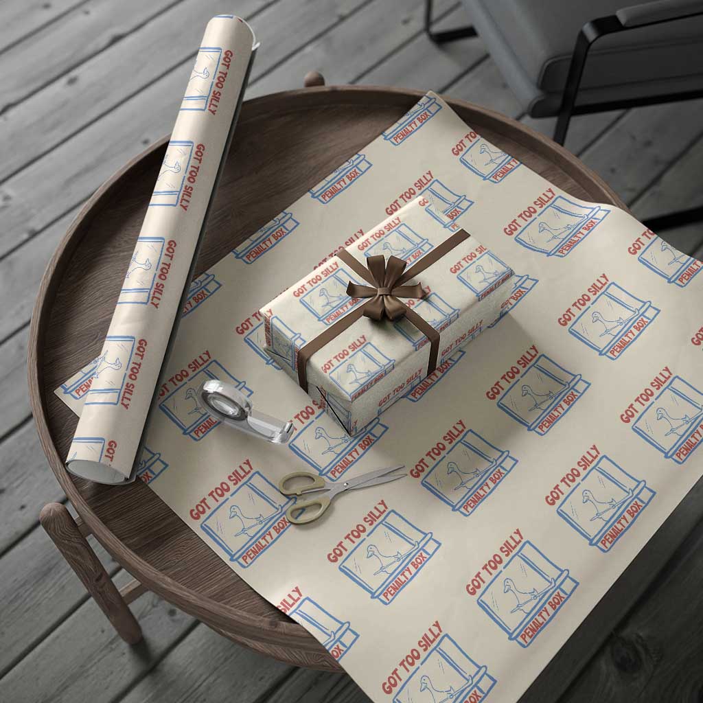 Hockey Got Too Silly Penalty Box Wrapping Paper Roll Silly Goose Meme TS14 Beige Print Your Wear
