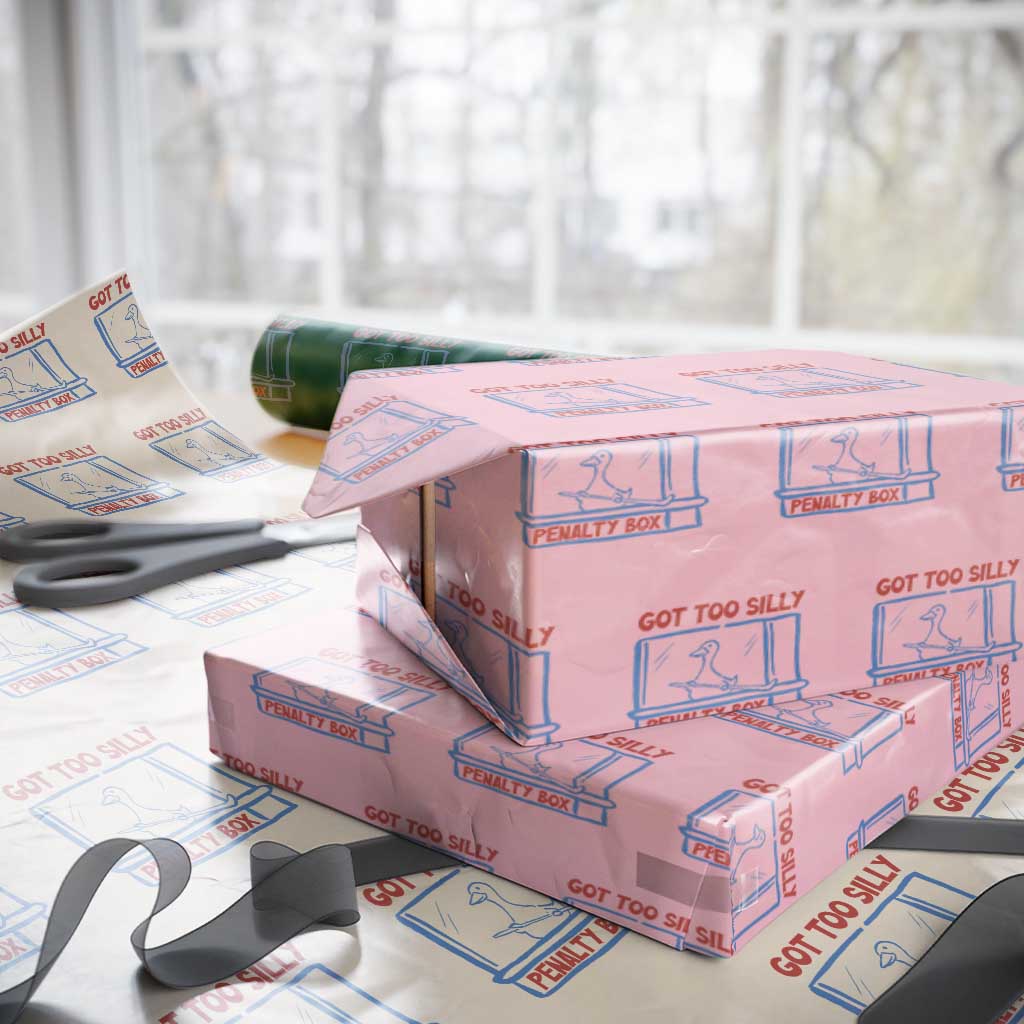 Hockey Got Too Silly Penalty Box Wrapping Paper Roll Silly Goose Meme TS14 Light Pink Print Your Wear