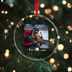 Hockey Mom Raccoon Iced Coffee Crystal Glass Ornament I Live Here Now TS14 Print Your Wear