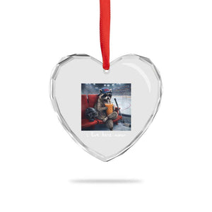 Hockey Mom Raccoon Iced Coffee Heart Crystal Glass Ornament I Live Here Now TS14 Print Your Wear