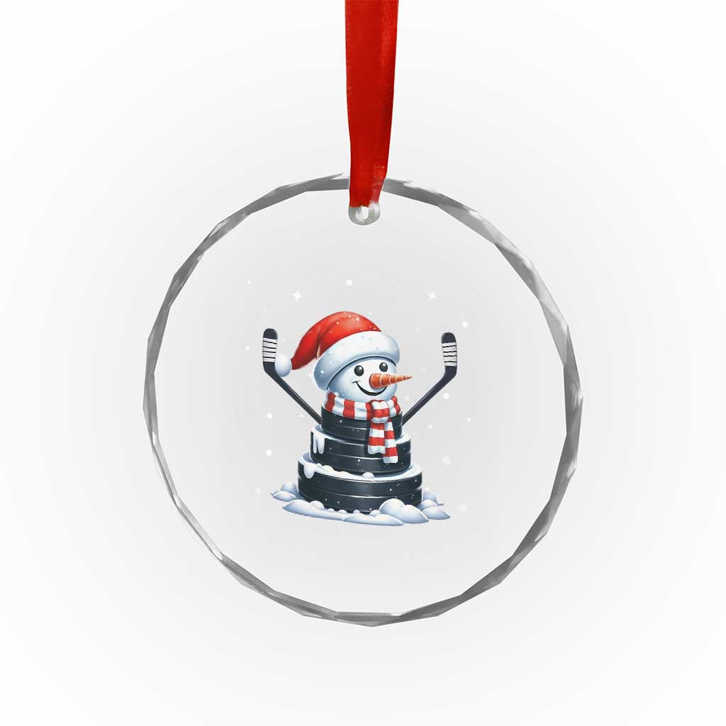 Hockey Puck Snowman Crystal Glass Ornament Funny Holiday Christmas Gift TS12 Print Your Wear