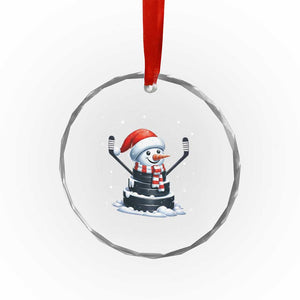 Hockey Puck Snowman Crystal Glass Ornament Funny Holiday Christmas Gift TS12 Print Your Wear