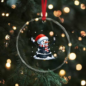 Hockey Puck Snowman Crystal Glass Ornament Funny Holiday Christmas Gift TS12 Print Your Wear