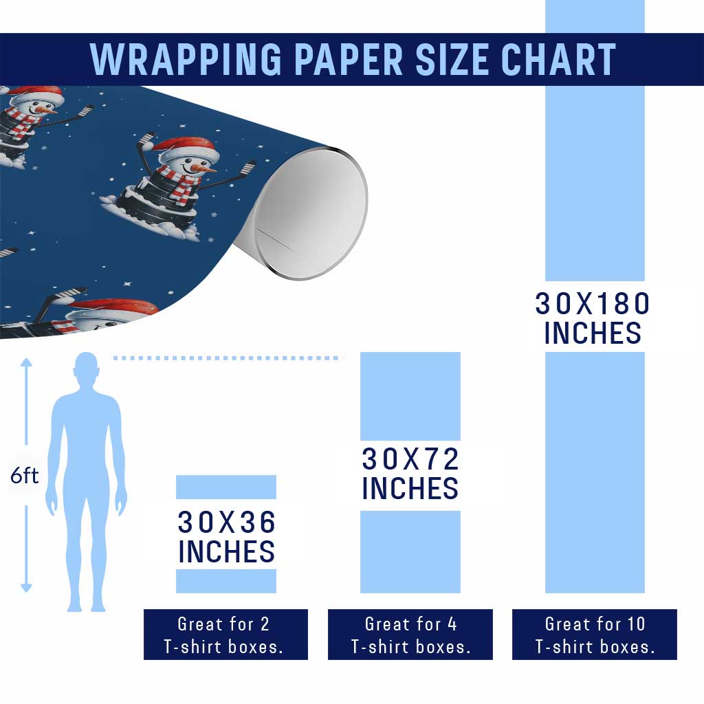 Hockey Puck Snowman Wrapping Paper Roll Funny Holiday Christmas Gift TS12 Print Your Wear