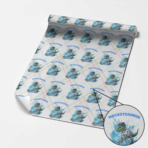 Hockeysaurus Wrapping Paper Roll Funny Dinosaur Playing Ice Hockey Gift TS12 Christmas Plaid Print Your Wear