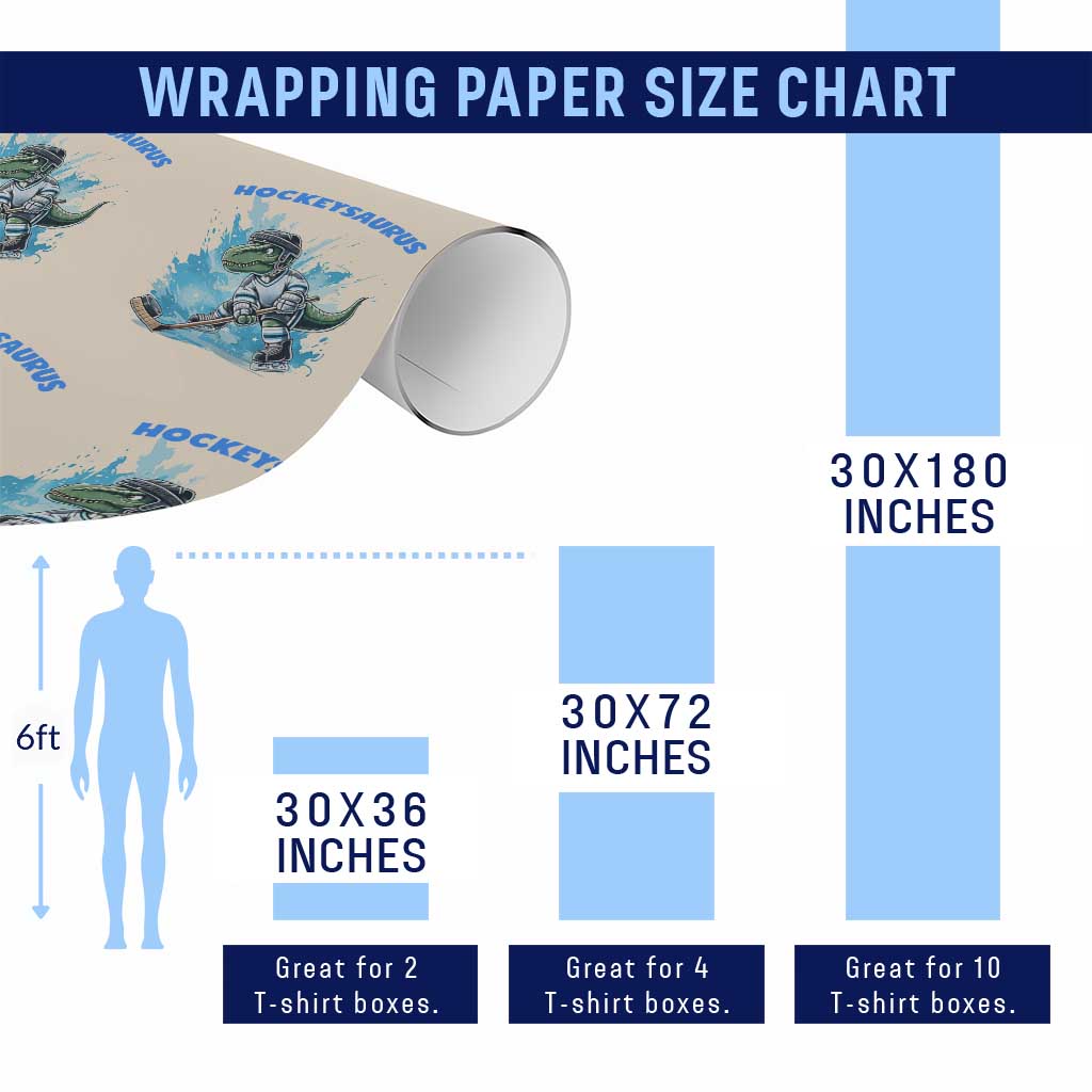 Hockeysaurus Wrapping Paper Roll Funny Dinosaur Playing Ice Hockey Gift TS12 Print Your Wear