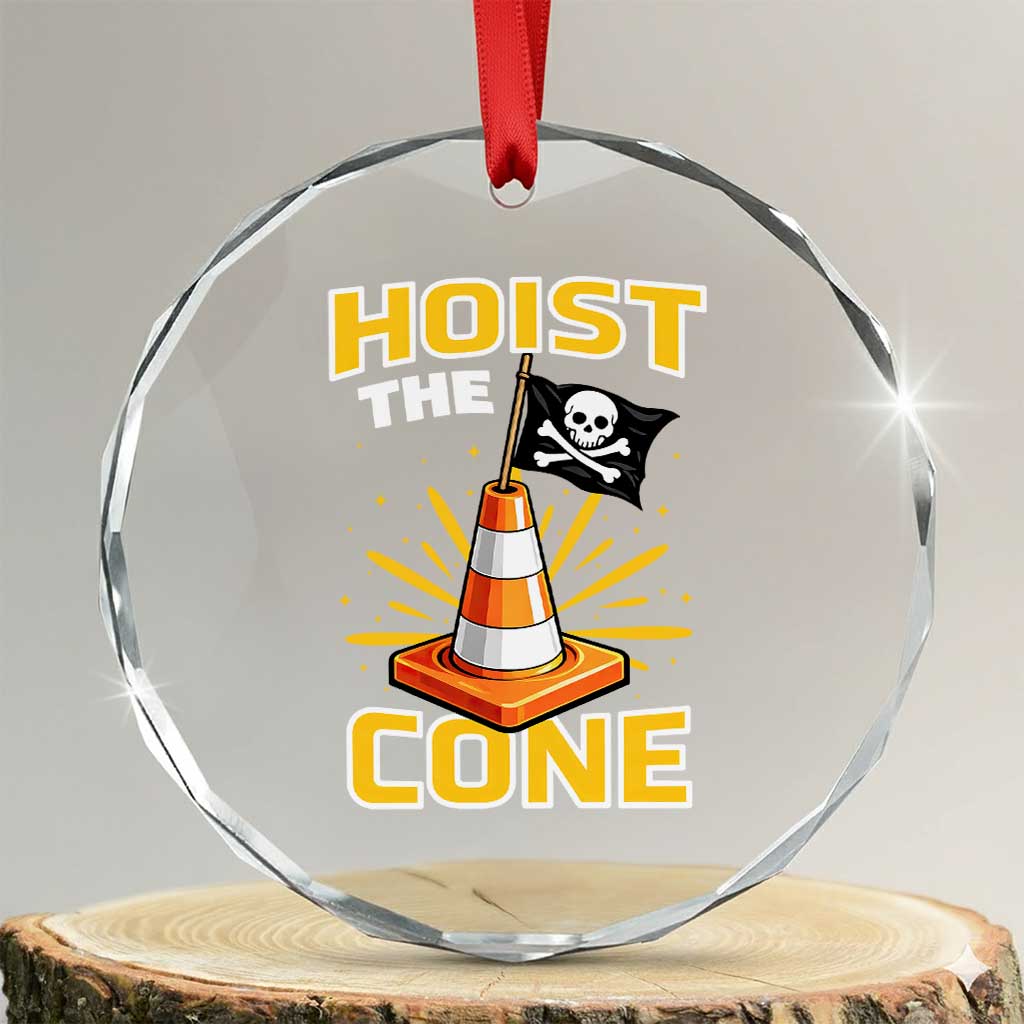 Hoist The Cone Jolly Roger Victory Crystal Glass Ornament Pirate Skull Baseball Sports Fan IYKYK Meme TS02 Transparent Glass 3'' Circle Print Your Wear