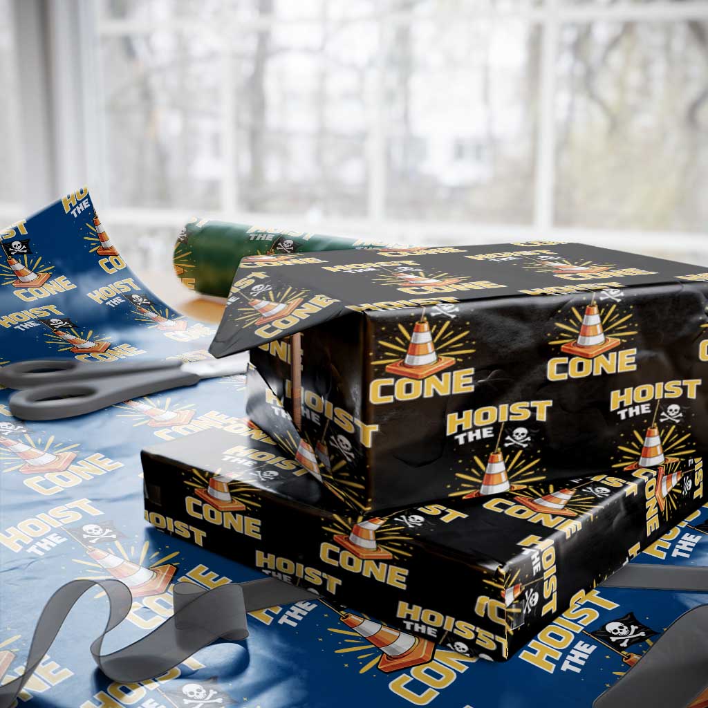 Hoist The Cone Jolly Roger Victory Wrapping Paper Roll Pirate Skull Baseball Sports Fan IYKYK Meme TS02 Black Print Your Wear