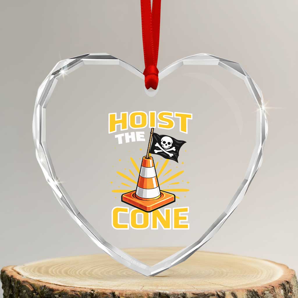 Hoist The Cone Jolly Roger Victory Heart Crystal Glass Ornament Pirate Skull Baseball Sports Fan IYKYK Meme TS02 Transparent Glass 3'' Heart Print Your Wear