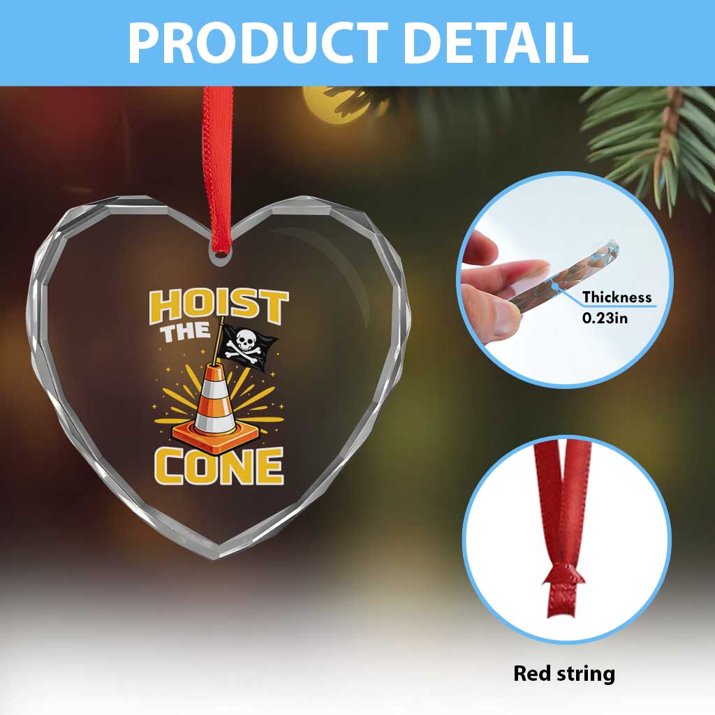 Hoist The Cone Jolly Roger Victory Heart Crystal Glass Ornament Pirate Skull Baseball Sports Fan IYKYK Meme TS02 Print Your Wear