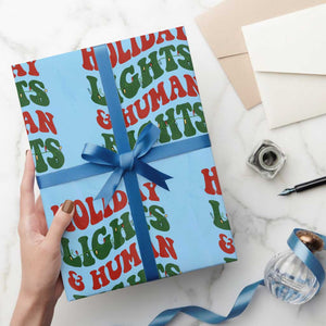 Holiday Lights And Human Rights Wrapping Paper Roll Supporter Gift For Civil Rights TS12 Light Blue Print Your Wear