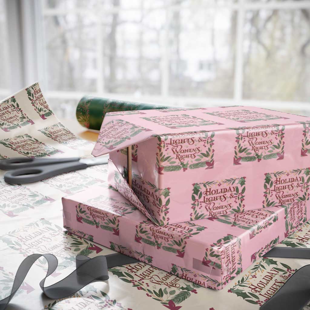 Holiday Lights Womens Rights Supporter Wrapping Paper Roll Feminist Activist Christmas Gift TS12 Light Pink Print Your Wear