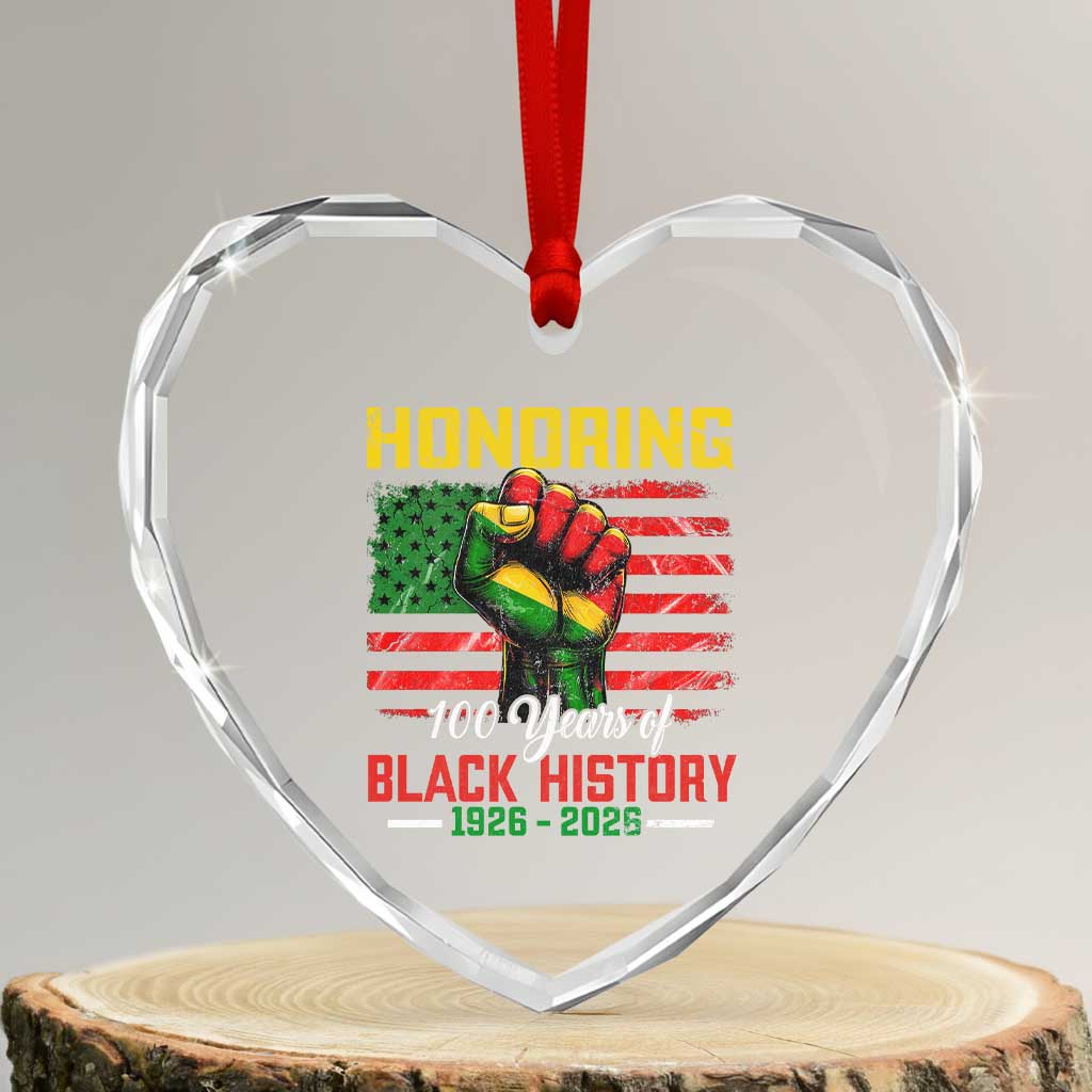 Honoring 100 Years Of Black History Heart Crystal Glass Ornament Hand Fist Vintage American Flag TS11 Transparent Glass 3'' Heart Print Your Wear