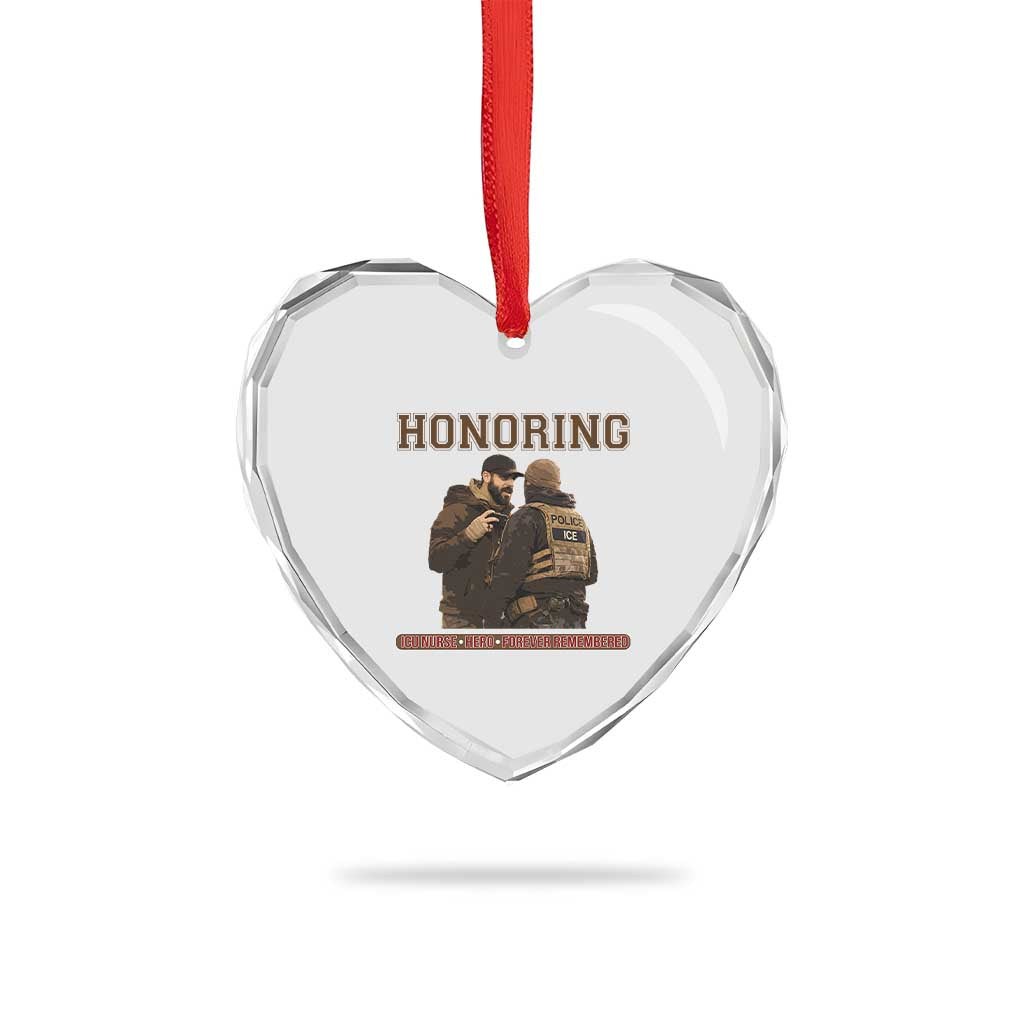 Honoring Alex Pretti ICU Nurse Tribute Support Gift Heart Crystal Glass Ornament TS12 Print Your Wear