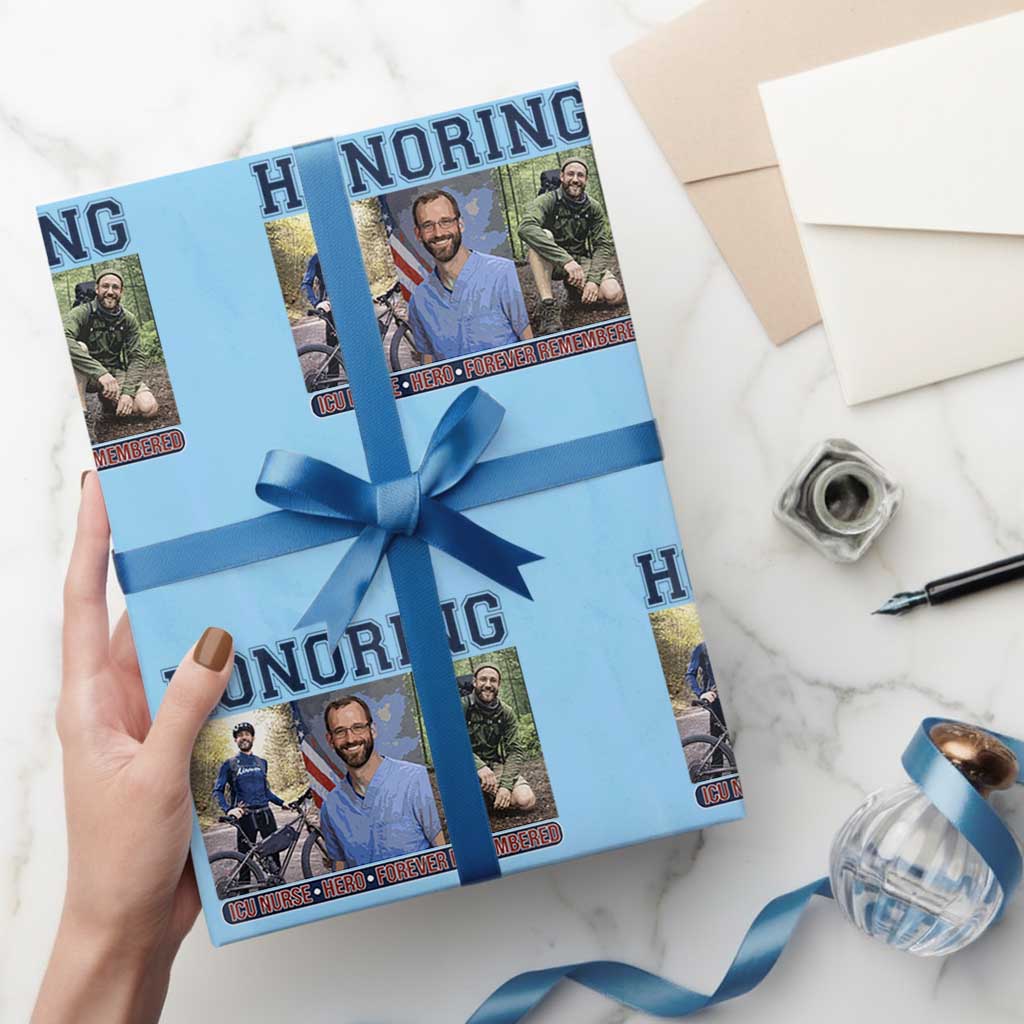 Honoring Alex Pretti Memorial Wrapping Paper Roll ICU Nurse Hero Tribute Minneapolis TS12 Light Blue Print Your Wear