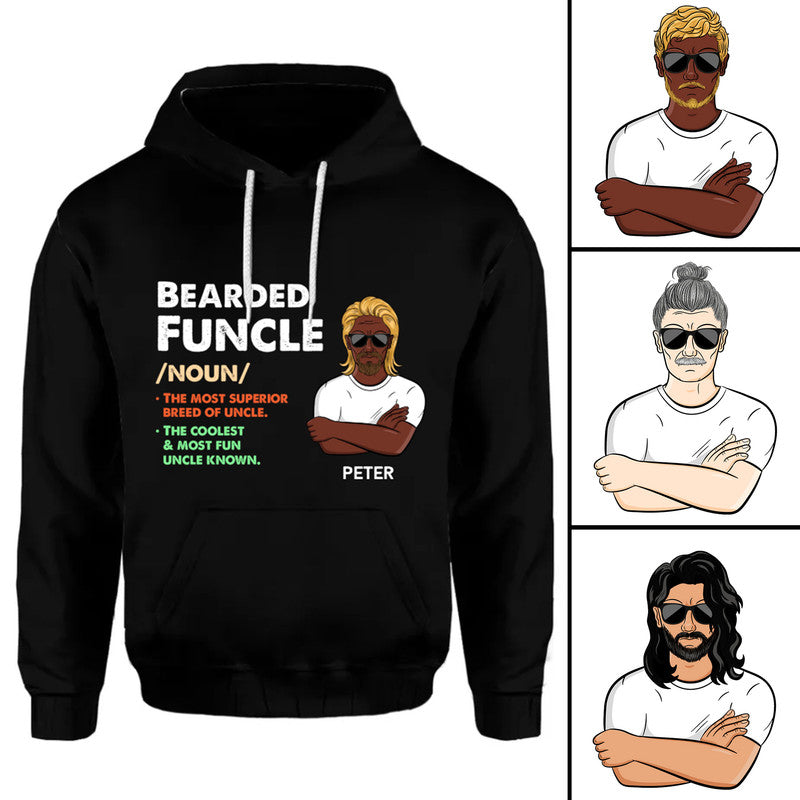Personalized Funny Beard Hoodie Bearded Funcle Gift For Him CTM Youth Custom - Printyourwear