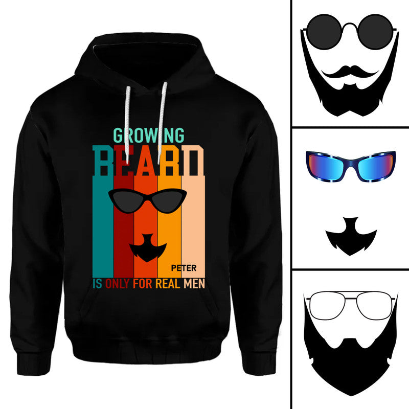 Personalized Beard Hoodie Growing Beard Is Only For Real Men, Gift for World Beard Day CTM Youth Custom - Printyourwear
