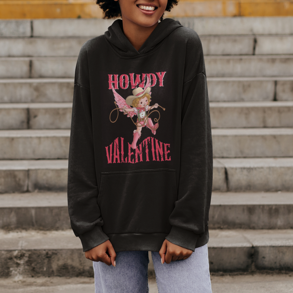 Howdy Valentine's Day Hoodie Cupid Retro Western Cowgirl Cowboy TS09 Printyourwear