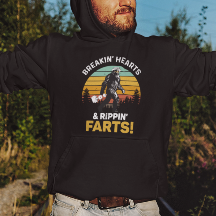 Funny Bigfoot Hoodie Breakin Hearts & Rippin Farts! Sasquatch TS09 Printyourwear