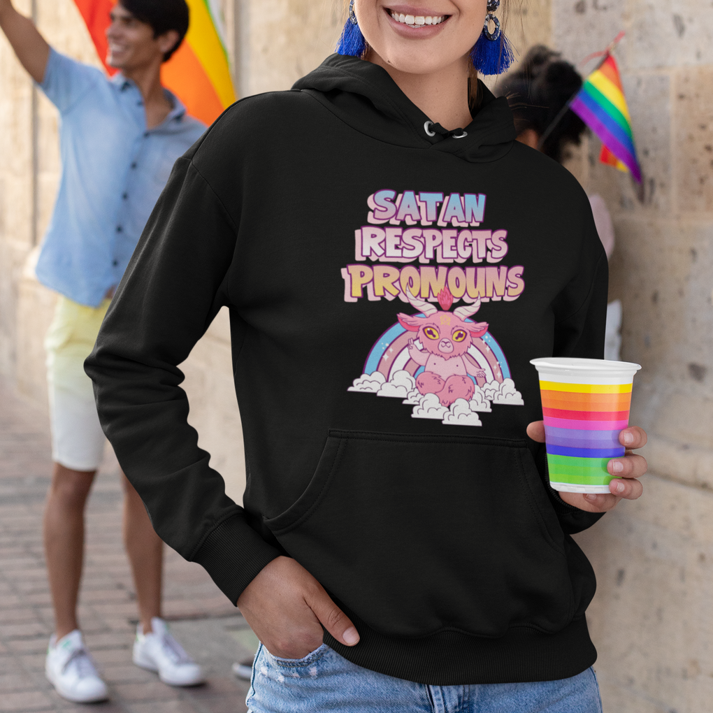 Protect Trans Kids Hoodie Satan Respects Pronouns Transgender Pride Trans Flag TS02 Printyourwear