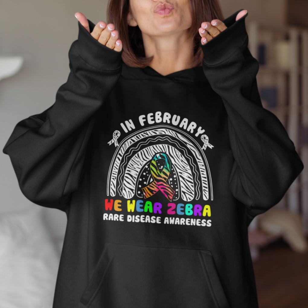Rare Disease Day Shirts Hoodie In February We Wear Zebra Rare Disease Awareness Rainbow Zebra TS02 Printyourwear