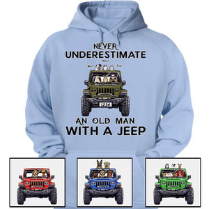 Custom Jeep Shirts, Never Underestimate An Old Man Old Lady With A Jeep Dog Jeep Cat Apparel CTM00 Custom - Printyourwear