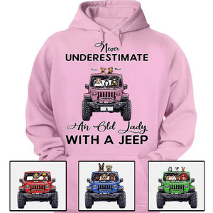 Custom Jeep Shirts, Never Underestimate An Old Man Old Lady With A Jeep Dog Jeep Cat Apparel CTM00 Custom - Printyourwear