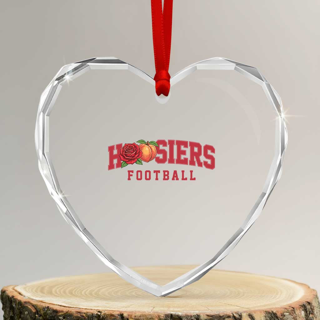 Hoosier State Pride Indiana Rose and Peach Heart Crystal Glass Ornament Game Day Sports Pride TS02 Transparent Glass 3'' Heart Print Your Wear