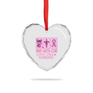 Hope Faith Cure Breast Cancer Awareness Heart Crystal Glass Ornament Pink Ribbon Survivor Support Gift