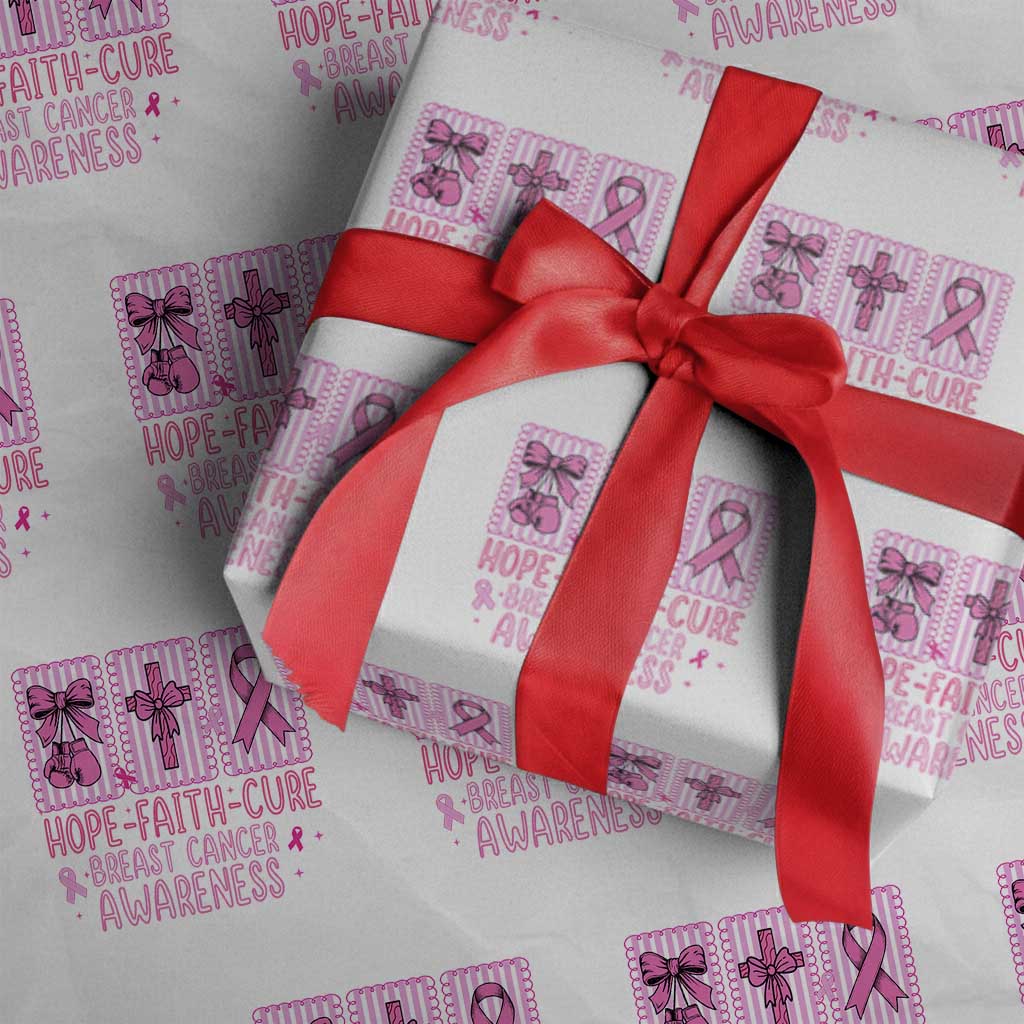 Hope Faith Cure Breast Cancer Awareness Wrapping Paper Roll Pink Ribbon Survivor Support Gift