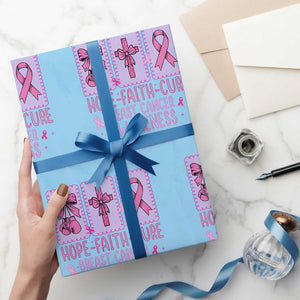 Hope Faith Cure Breast Cancer Awareness Wrapping Paper Roll Pink Ribbon Survivor Support Gift