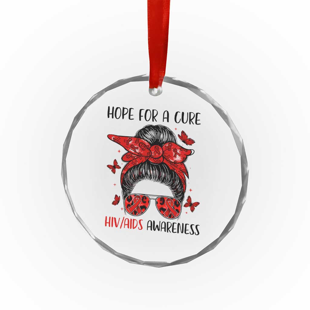 Hope For A Cure HIV Awareness Crystal Glass Ornament Strong Woman Red Ribbon Gift TS12 Print Your Wear