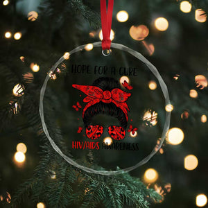 Hope For A Cure HIV Awareness Crystal Glass Ornament Strong Woman Red Ribbon Gift TS12 Print Your Wear