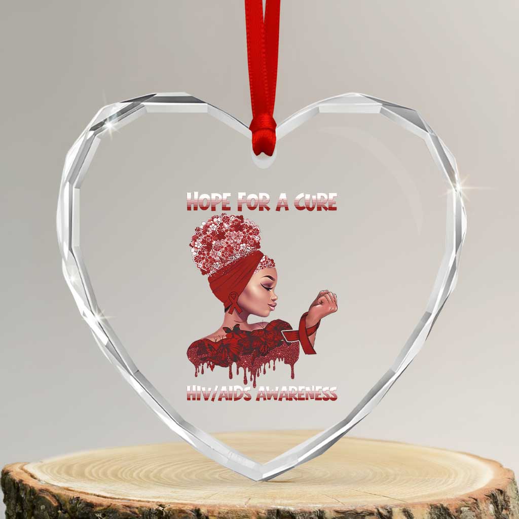 Hope For A Cure HIV Awareness Heart Crystal Glass Ornament Support Squad Gift TS12 Transparent Glass 3'' Heart Print Your Wear