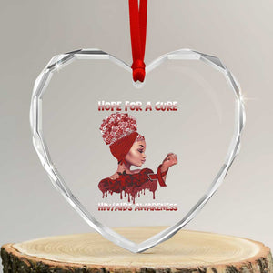 Hope For A Cure HIV Awareness Heart Crystal Glass Ornament Support Squad Gift TS12 Transparent Glass 3'' Heart Print Your Wear